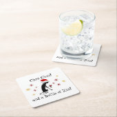Chin Chin und eine Flasche Zin Funny Wine Cat Rechteckiger Pappuntersetzer (Vor Ort)