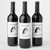 Chin Chin und eine Flasche Zin Funny Wine Cat Weinetikett (Flaschen)