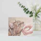 Chin Scratch Cat Art Postcard Postkarte (Stehend Vorderseite)