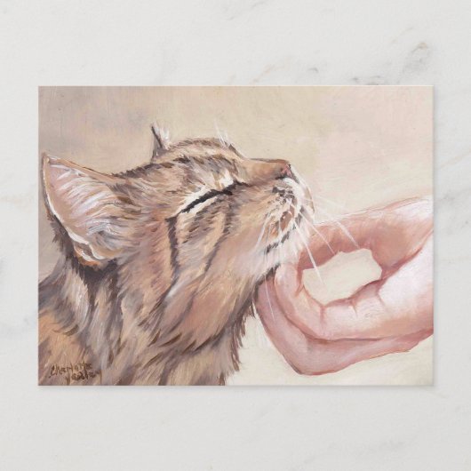 Chin Scratch Cat Art Postcard Postkarte (Vorderseite)
