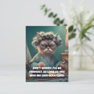 "Chin Scratches Bitte" Funny Cat Lover Feiertagspostkarte