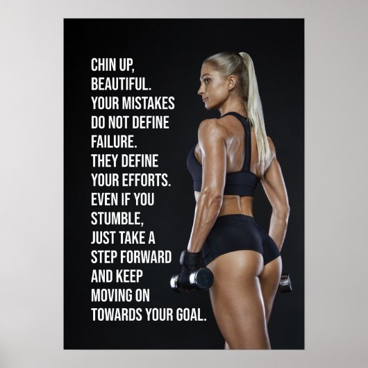 Chin Up Beautiful, Women's Gym Motivierend Poster (Vorne)