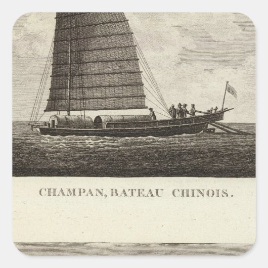 CHINA 3 QUADRATISCHER AUFKLEBER (Vorderseite)