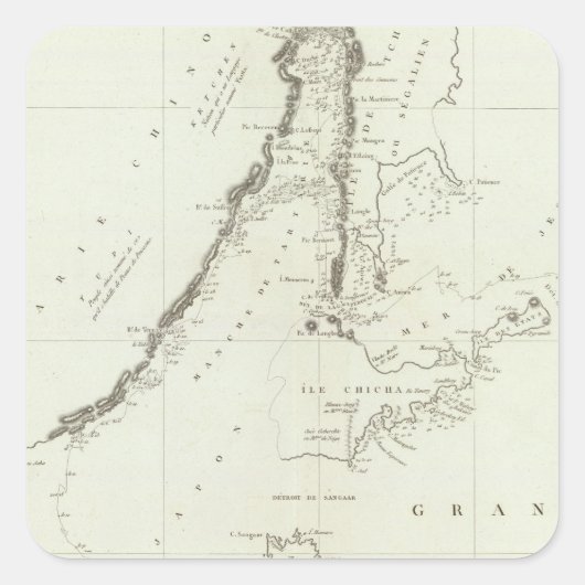 CHINA 4 QUADRATISCHER AUFKLEBER (Vorderseite)