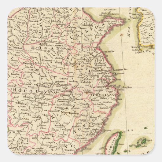 CHINA 5 QUADRATISCHER AUFKLEBER (Vorderseite)