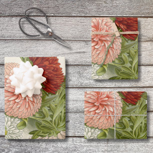 China Asters - Exquisite Vintage florale botanisch Geschenkpapier Set