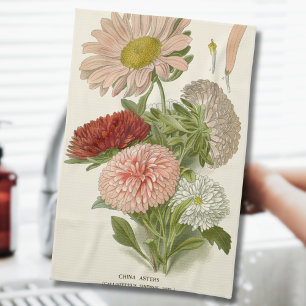 China Asters - Exquisite Vintage florale botanisch Geschirrtuch