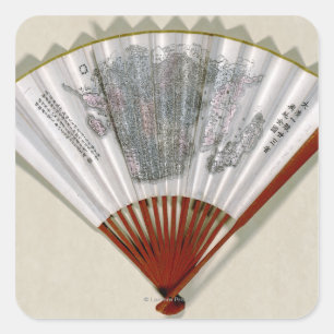 China auf der Seite einer FanPanoramabalkarte Quadratischer Aufkleber