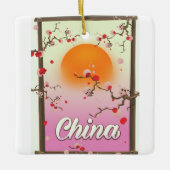 China Blossom Sunset Keramikornament (Vorderseite)