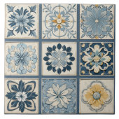 China Blue Ink Blume Art 12 Fliese (Vorderseite)