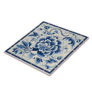 China Blue Ink Blume Art 14 Fliese