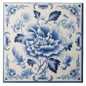 China Blue Ink Blume Art 4 Fliese (Vorderseite)