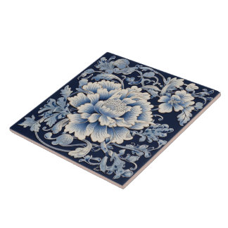 China Blue Ink Blume Art 7 Fliese