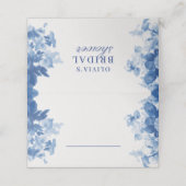 China Blue Watercolor Brautparty Platzkarte (Außenseite Aufgefaltet)