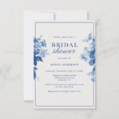 China Blue Watercolor Floral Brautparty Einladung (Vorderseite)