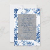 China Blue Watercolor Floral Brautparty Einladung (Vorderseite)