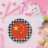 China, Büffel, karierte und chinesische Flagge Pappteller (Party)