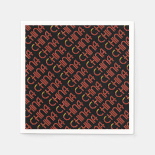 China Chinesische Flaggenfarben Typografie Serviette
