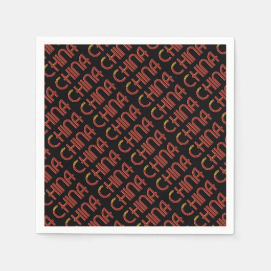 China Chinesische Flaggenfarben Typografie Serviette (Vorderseite)