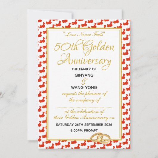 CHINA Christlich Scripture Custom 50 Jahre Anniver Einladung (Vorderseite)