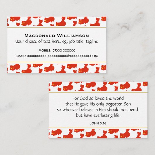 CHINA Christlich Scripture John 3:16 Visitenkarte (Vorne/Hinten)