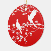 China Doves (rot) - Keramik Ornament (Links)