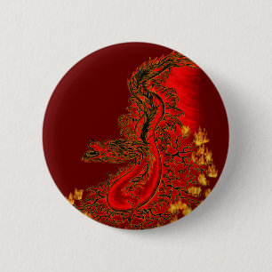 China Drachenrot und Golddesign Button