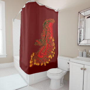 China Drachenrot und Golddesign Duschvorhang