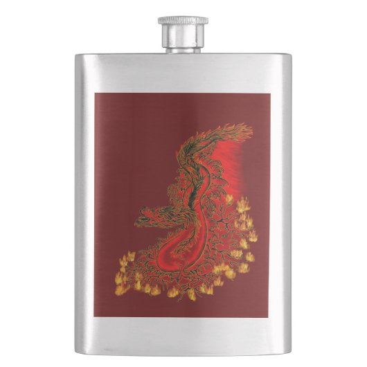 China Drachenrot und Golddesign Flachmann (Vorderseite)