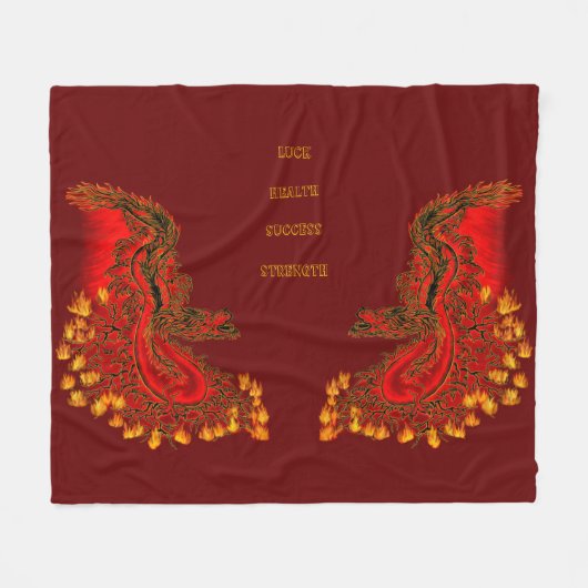 China Drachenrot und Golddesign Fleecedecke (Vorderseite (Horizontal))
