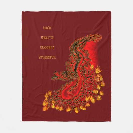 China Drachenrot und Golddesign Fleecedecke (Vorderseite)