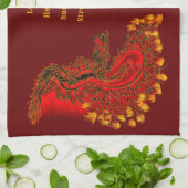 China Drachenrot und Golddesign Geschirrtuch (Gefaltet)