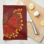 China Drachenrot und Golddesign Geschirrtuch (Viertel Falte)