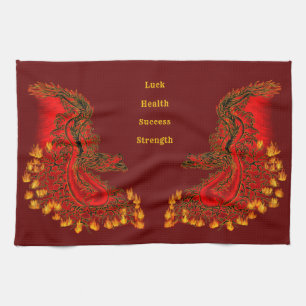 China Drachenrot und Golddesign Geschirrtuch