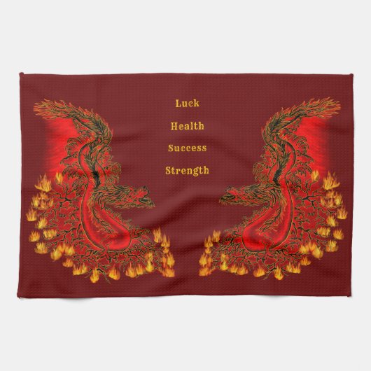 China Drachenrot und Golddesign Geschirrtuch (Horizontal)