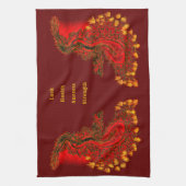 China Drachenrot und Golddesign Geschirrtuch (Vertikal)