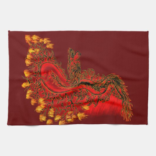 China Drachenrot und Golddesign Geschirrtuch (Horizontal)
