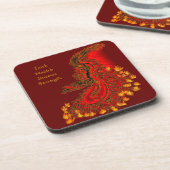 China Drachenrot und Golddesign Getränkeuntersetzer (Linke Seite)