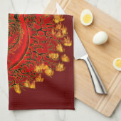 China Drachenrot und Golddesign Handtuch (Viertel Falte)