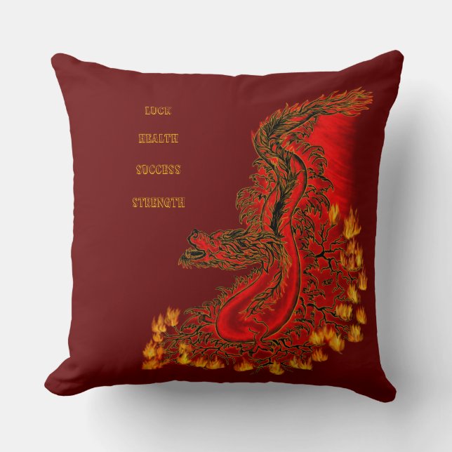 China Drachenrot und Golddesign Kissen (Vorderseite)