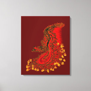 China Drachenrot und Golddesign Leinwanddruck
