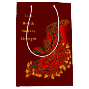 China Drachenrot und Golddesign Mittlere Geschenktüte