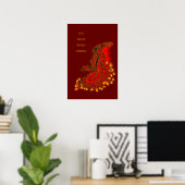 China Drachenrot und Golddesign Poster (Heimbüro)