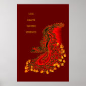 China Drachenrot und Golddesign Poster (Vorne)