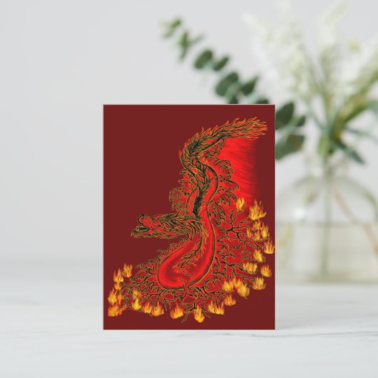 China Drachenrot und Golddesign Postkarte (Stehend Vorderseite)