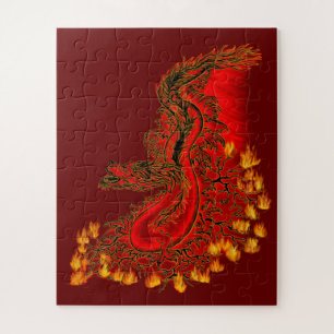 China Drachenrot und Golddesign Puzzle