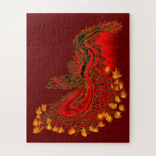 China Drachenrot und Golddesign Puzzle (Vertikal)