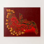 China Drachenrot und Golddesign Puzzle (Horizontal)