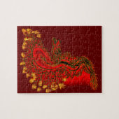 China Drachenrot und Golddesign Puzzle (Horizontal)