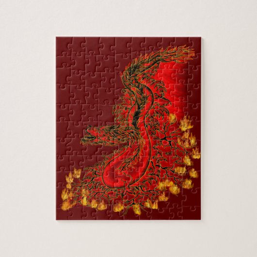 China Drachenrot und Golddesign Puzzle (Vertikal)